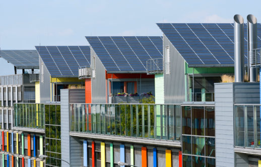 Details of the Sunship in green City, Freiburg. The solar sunship is in the solar village Vauban in Freiburg, Black Forest, Germany. It is known for its use of alternative and renewbale energy.