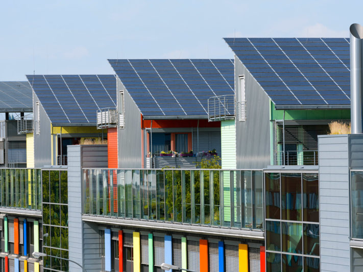 Details of the Sunship in green City, Freiburg. The solar sunship is in the solar village Vauban in Freiburg, Black Forest, Germany. It is known for its use of alternative and renewbale energy.