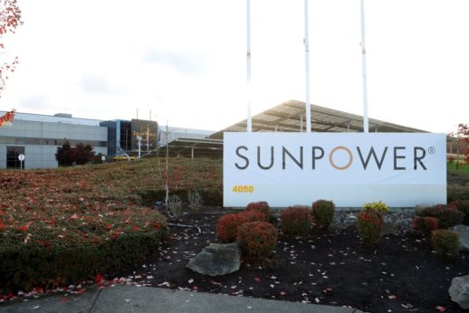 FILE PHOTO: SunPower Corporation, headquartered in Silicon Valley recently acquired SolarWorld Hillsboro manufacturing plant is seen in Hillsboro, Oregon, U.S., November 7, 2018. REUTERS/Steve Dipaola