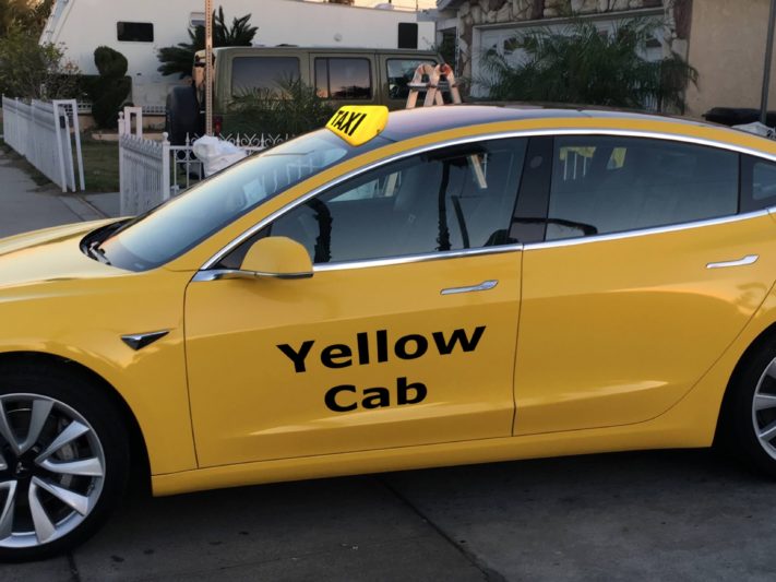 Tesla-Model-3-yellow-cab