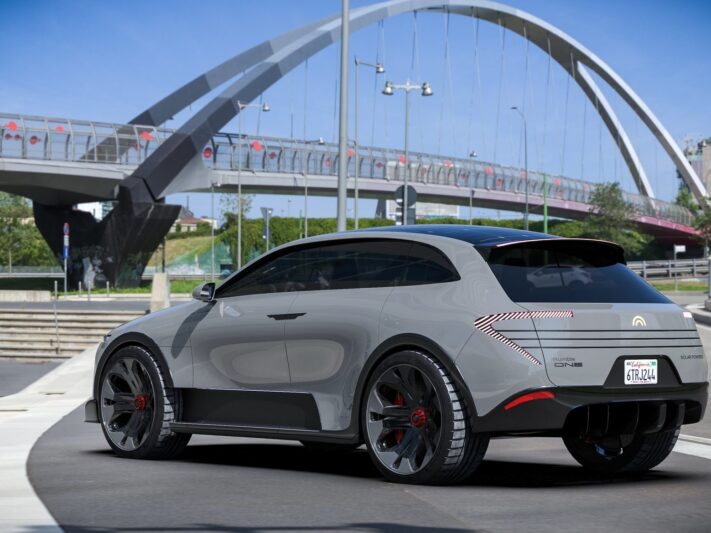 A picture of the Humble One concept - a four-door SUV powered entirely by sunlight.